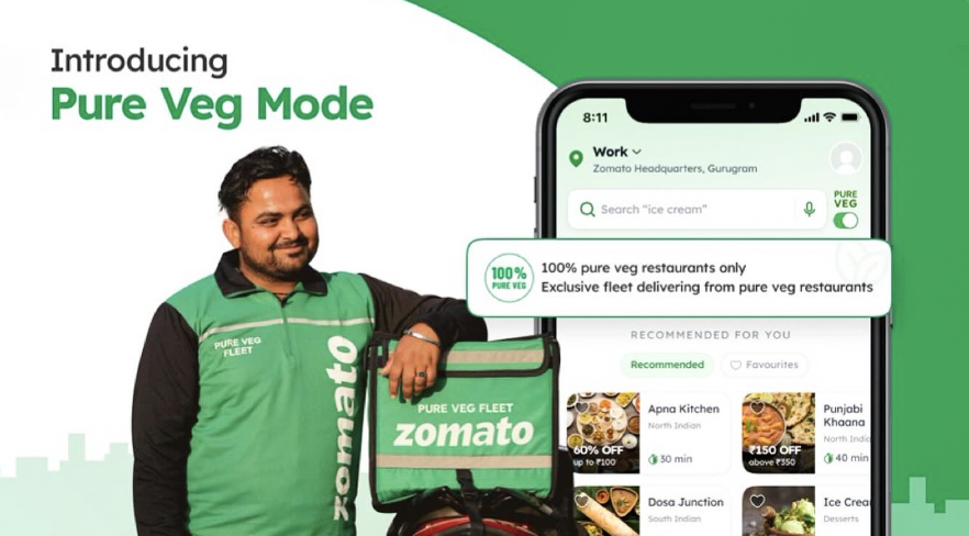 Zomato Launches Pure Veg Fleet for vegetarian customers